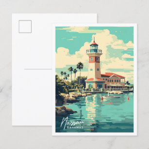 Nassau Bahamas Kunst Vintage Reiseillustration Postkarte