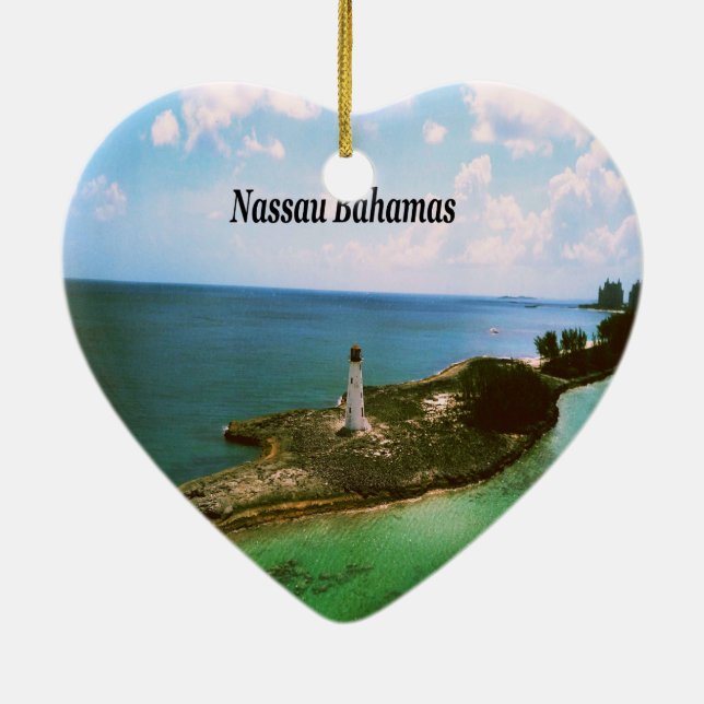 Nassau Bahamas, Leuchtturm im Hafen Keramik Ornament (Hinten)