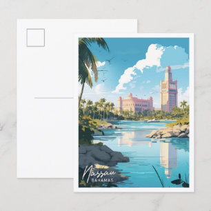 Nassau Bahamas Reiseort Illustration Postkarte