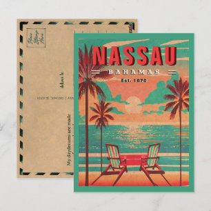 Nassau Bahamas Retro Seagull Souvenir 1950er Postkarte