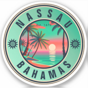 Nassau Bahamas Retro Sunset Reise Souvenir 1950er Aufkleber