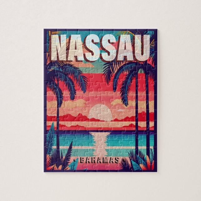 Nassau Bahamas Retro Sunset Souvenir 1950er (Vertikal)