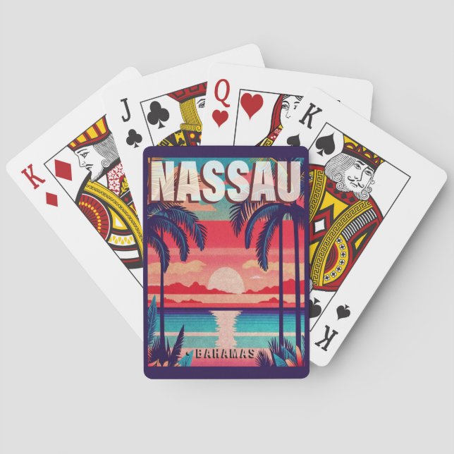 Nassau Bahamas Retro Sunset Souvenir 1950er Spielkarten (Rückseite)