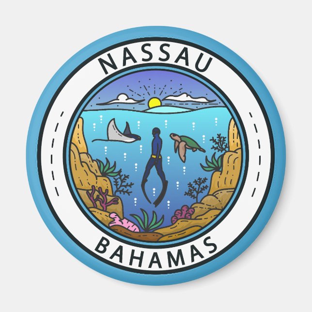 Nassau Bahamas Scuba Abzeichen Magnet (Vorne)