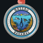 Nassau Bahamas Scuba Abzeichen Ornament Aus Metall<br><div class="desc">Nassauer Vektorgrafik Design. Die Stadt ist eine beliebte Kreuzfahrtschiffhaltestelle und hat eine hügelige Landschaft. Sie ist bekannt für ihre Strände und ihre Korallenriffe,  die zum Tauchen und Schnorcheln beliebt sind.</div>
