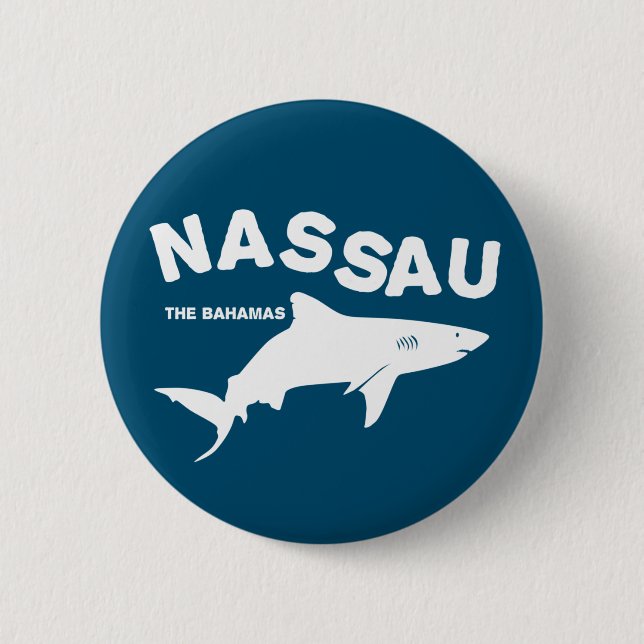 Nassau - Bahamas Shark Diving T - Shirt Button (Vorderseite)