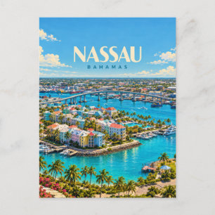 Nassau Bahamas Vintage Reise Kunst Postkarte