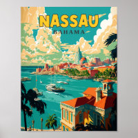 Nassau Bahamas Vintage-Reiseillustration