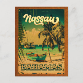 Nassau Palm Tree Bahamas Vintag Souvenirs 80er Postkarte