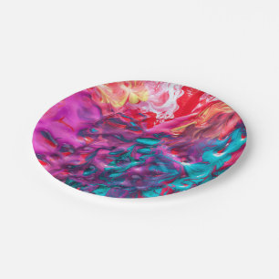 Nasse Farbe bunt abstrakte Kunstpalette Pappteller