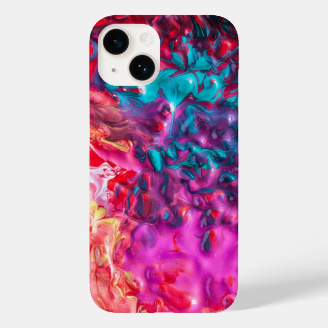 Nasse Farbe bunt abstrakte Kunstpalette pink blau Case-Mate iPhone 14 Hülle (Rückseite)