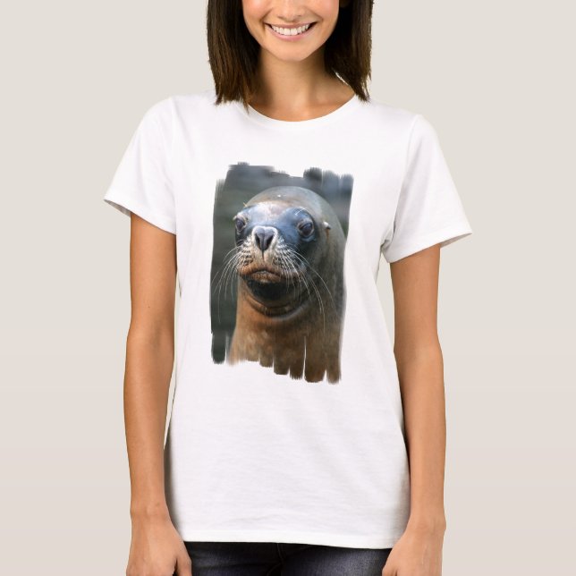 Nasse Siegel-Damen-angepasster T - Shirt (Vorderseite)