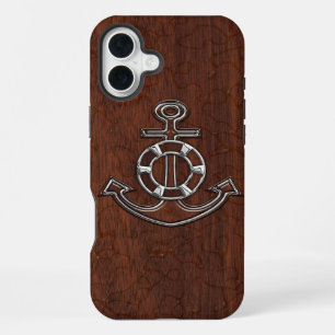 Nasses nautisches Mahagoni-Anker-Stahl iPhone Hülle