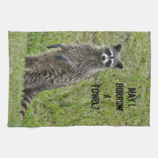 Nasses Waschbär-Geschirrtuch Handtuch