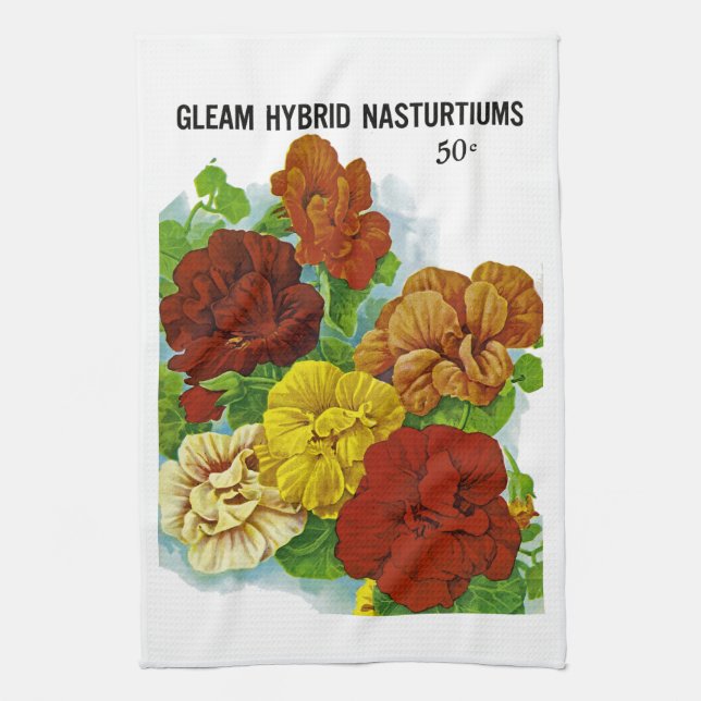 Nasturtien-Etikett Küchentuch (Vertikal)