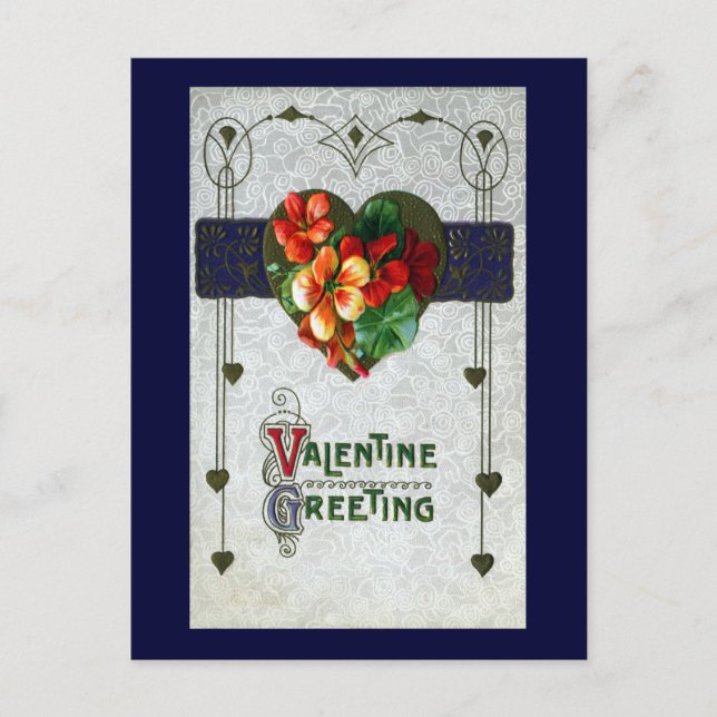 Nasturtien Vintag Valentine Feiertagspostkarte (Vorderseite)