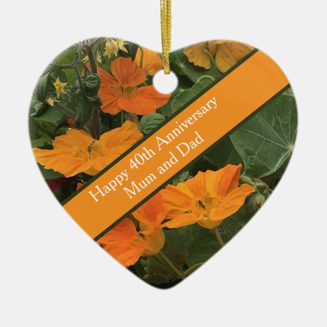 Nasturtium-Alternative zum 40. Hochzeitstag Keramik Ornament (Vorne)