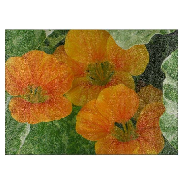 Nasturtium Glas Cutting Board Schneidebrett (Vorderseite)