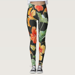 Nasturtium Orange: Dunkles Watercolor-Muster. Leggings