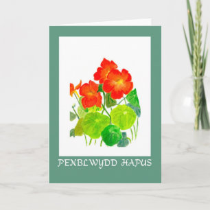 Nasturtiums Geburtstagskarte: Walisische Begrüßung Karte