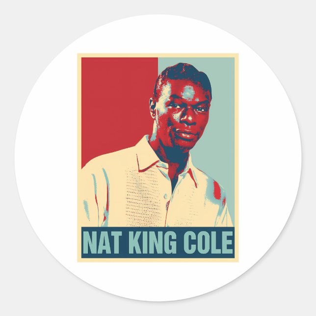 Nat King Cole Runder Aufkleber (Vorderseite)