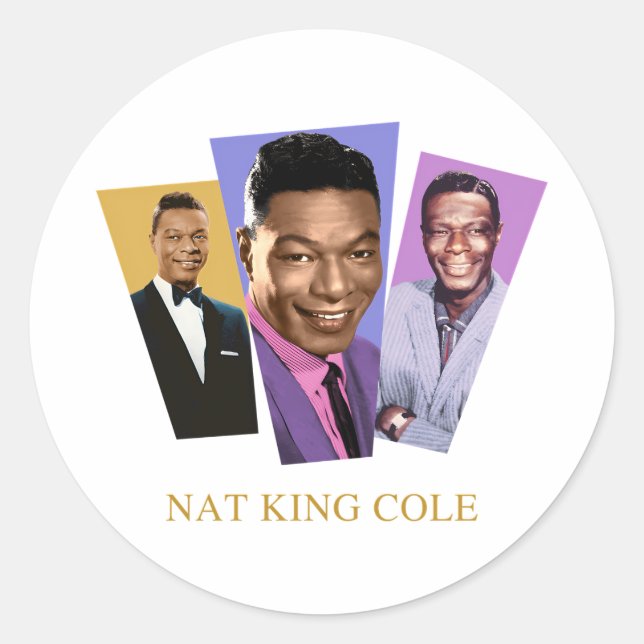 Nat King Cole Runder Aufkleber (Vorderseite)