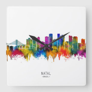 Natal Brasilien Skyline Quadratische Wanduhr
