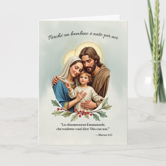 Natale Religioso Sacra Famiglia Dio con noi Karte (Vorderseite)