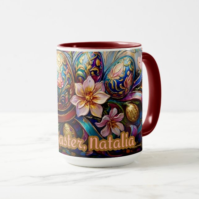 NATALIA ~ EASTER MUG ~ Flowers Eggs~  (Devant droit)