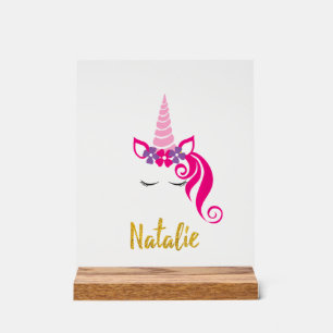 Natalie Einhorn-Shirt für Mädchen mit personalisie Acrylschild
