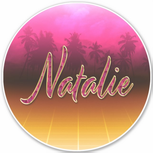 Natalie Prénom Golden Pink Autocollants (Devant)