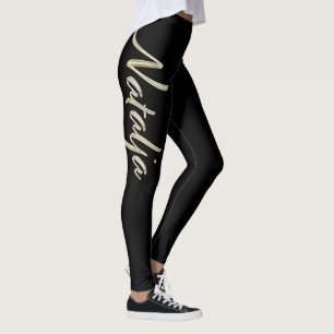 Natalja white gold Handwriting Hose Leggings