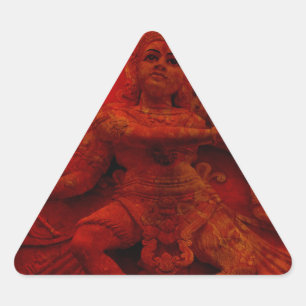Nataraj, das Shiva Wand-Entlastungs-Statue-Rot Dreieckiger Aufkleber