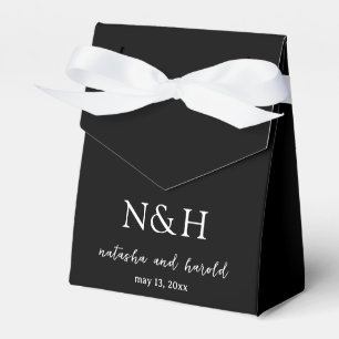 Natasha Black Monogram Modern Wedding Geschenkschachtel