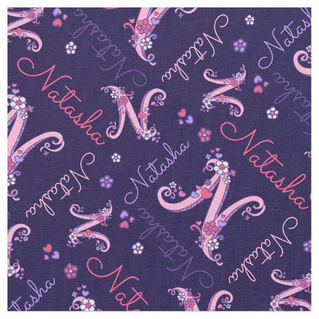Natasha-Buchstabe N-Blume Stoff (Nahaufnahme)