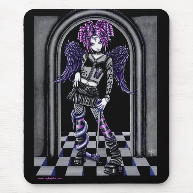 Natasha gotischer rosa Tätowierungs-Engel Mousepad (Vorne)