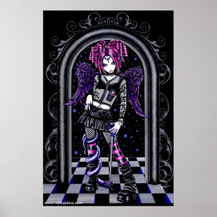 Natasha gotisches rosa Tätowierungs-Engels-Plakat Poster