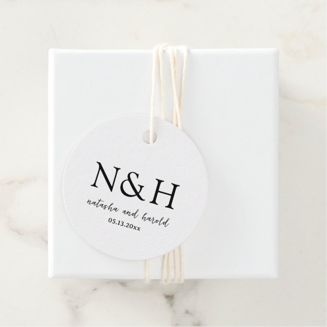 Natasha Monogram Modern Wedding Geschenkanhänger (Beispiel)