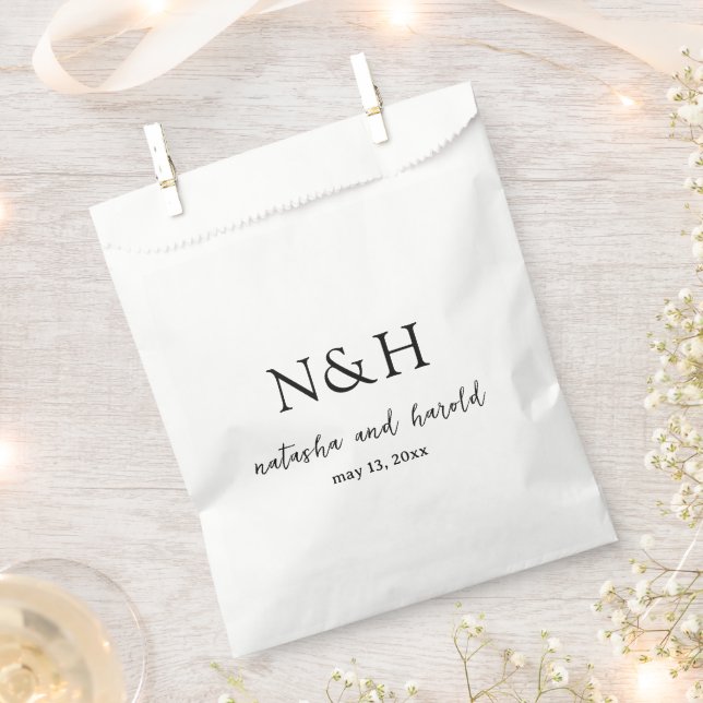 Natasha Monogram Modern Wedding Geschenktütchen (Ausgeschnitten)