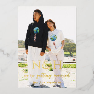 Natasha Monogram Modern Wedding Save the Date Folieneinladung