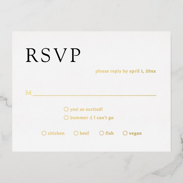 Natasha Monogramme Mariage moderne carte RSVP (Recto)