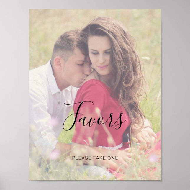 Natasha Rustic Script Favor Schild Hochzeit (Vorne)