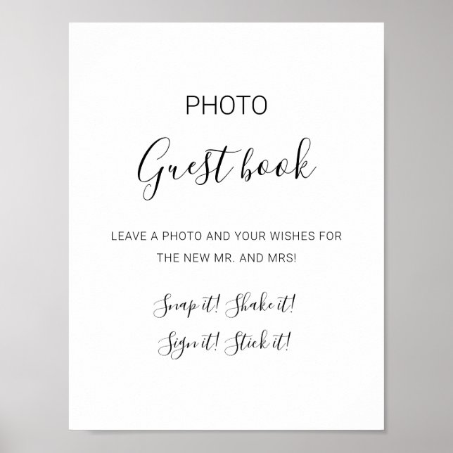 Natasha Simple Foto Guest Book Wedding Sign Poster (Vorne)