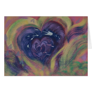 Natation de coeur avec amour - carte peinte à la