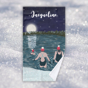 Natation sauvage personnalisée dans le lac d'hiver