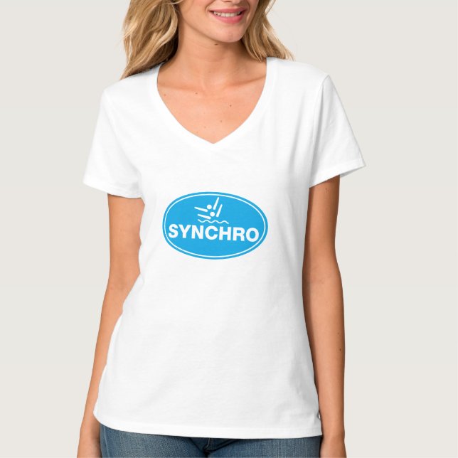 Natation synchronisée de T-shirt de V-NECK - icône (Devant)