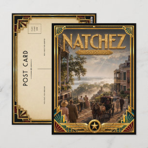 Natchez Mississippi Vintage Art Deco Goldenes Zeit Postkarte