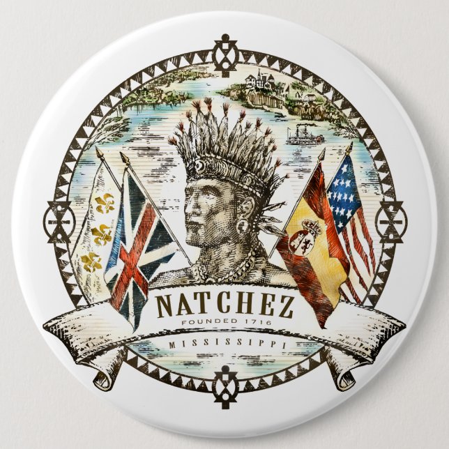 Natchez Stadt-Siegel-Knopf Button (Vorderseite)