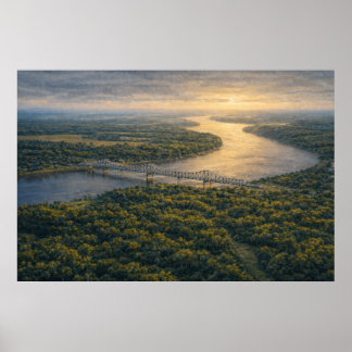 Natchez sur la rivière | Affiche du fleuve Mississ