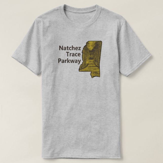 Natchez Trace Parkway Mississippi Karte T-Shirt (Design vorne)